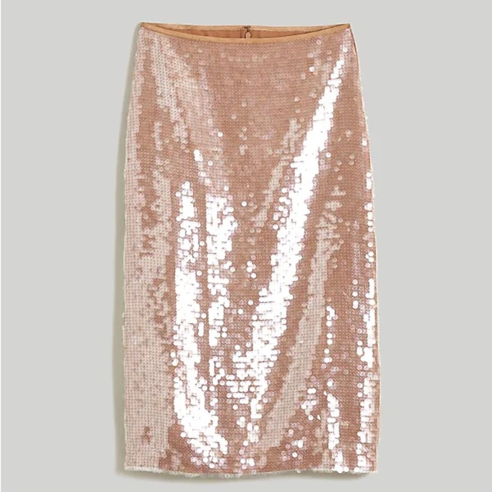 Madewell Rose Gold Sequin Midi Skirt